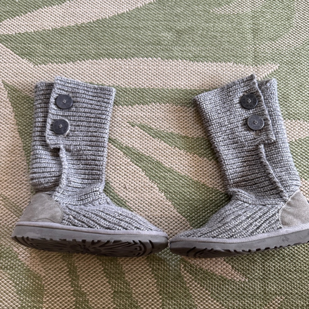 UGG Gray Knit Boots with Suede Accents